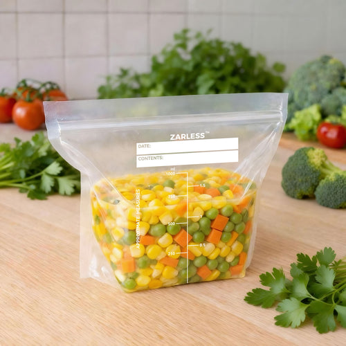 ZARLESS Resealable Food Storage Freezer Bags – Self-Standing, 1 Litre Leakproof Bags for Soup, Sauce & Liquids – BPA-Free, Heavy Duty, Freezer-Safe, Microwave-Safe Food Storage Pouches (30 Pack)